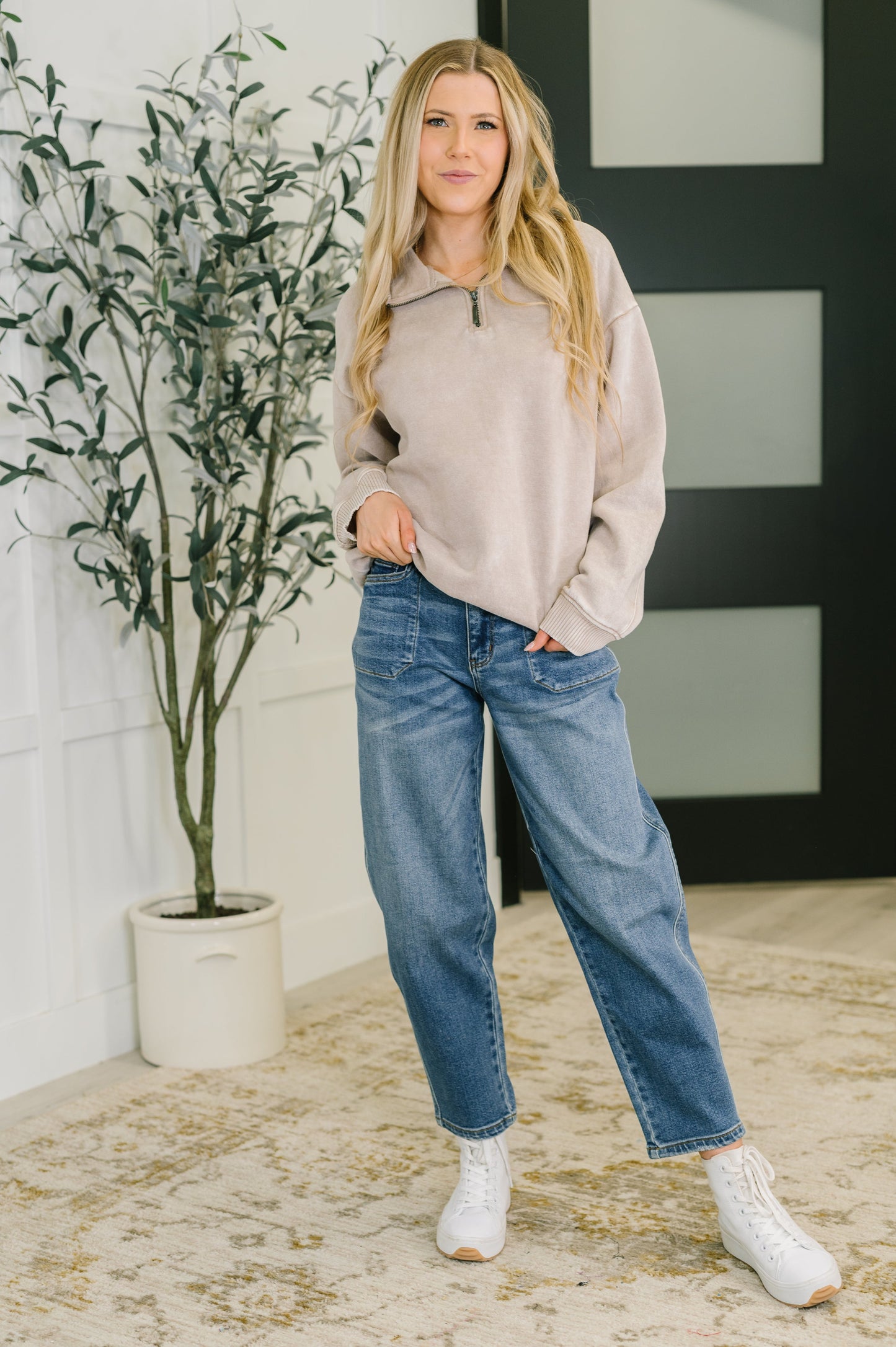 You Should Know Half Zip Pullover in Ash Mocha - Southern Divas Boutique