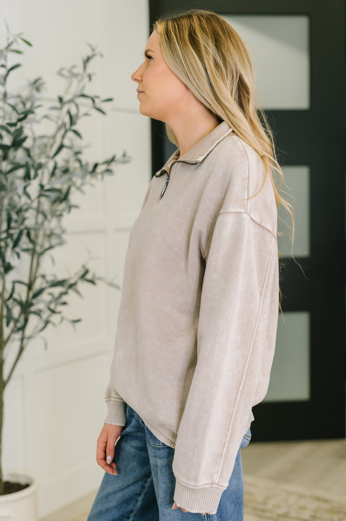 You Should Know Half Zip Pullover in Ash Mocha - Southern Divas Boutique
