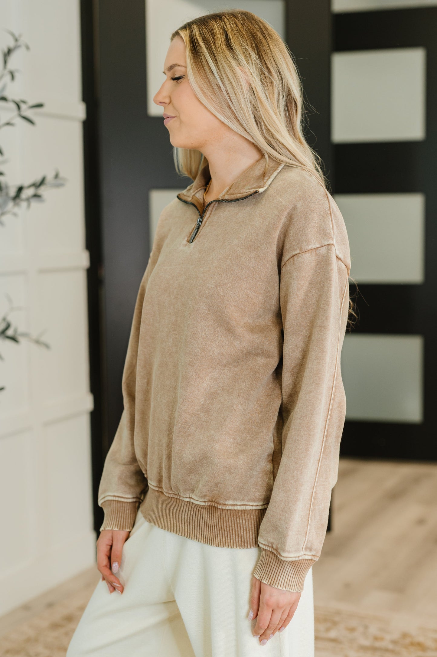 You Should Know Half Zip Pullover in Deep Camel - Southern Divas Boutique