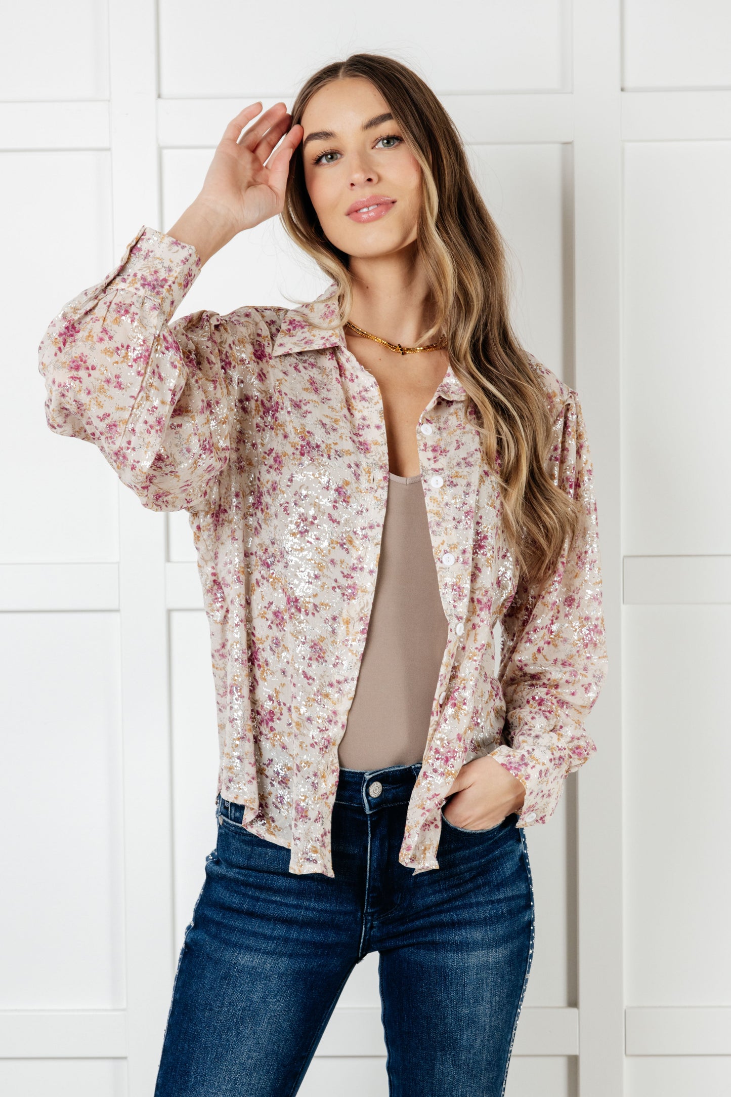 You and I Connect Floral Button Up Blouse - Southern Divas Boutique