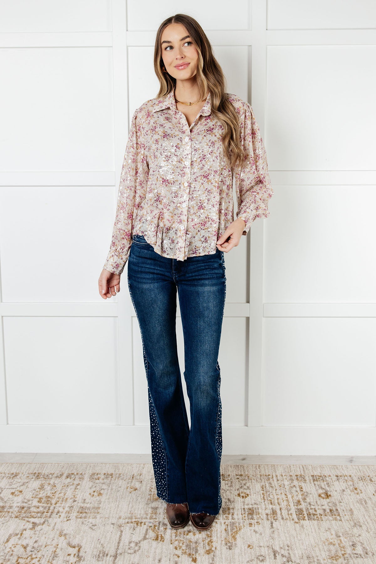 You and I Connect Floral Button Up Blouse - Southern Divas Boutique