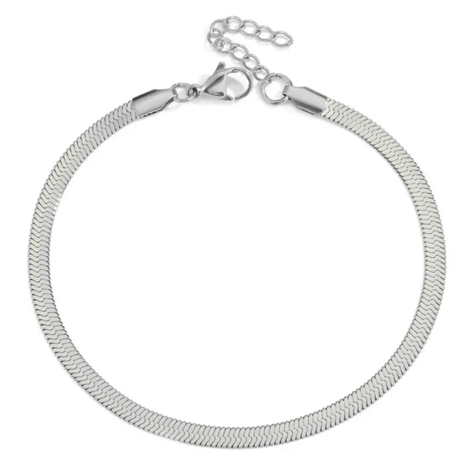THICK SILVER HERRINGBONE BRACELET - Southern Divas Boutique