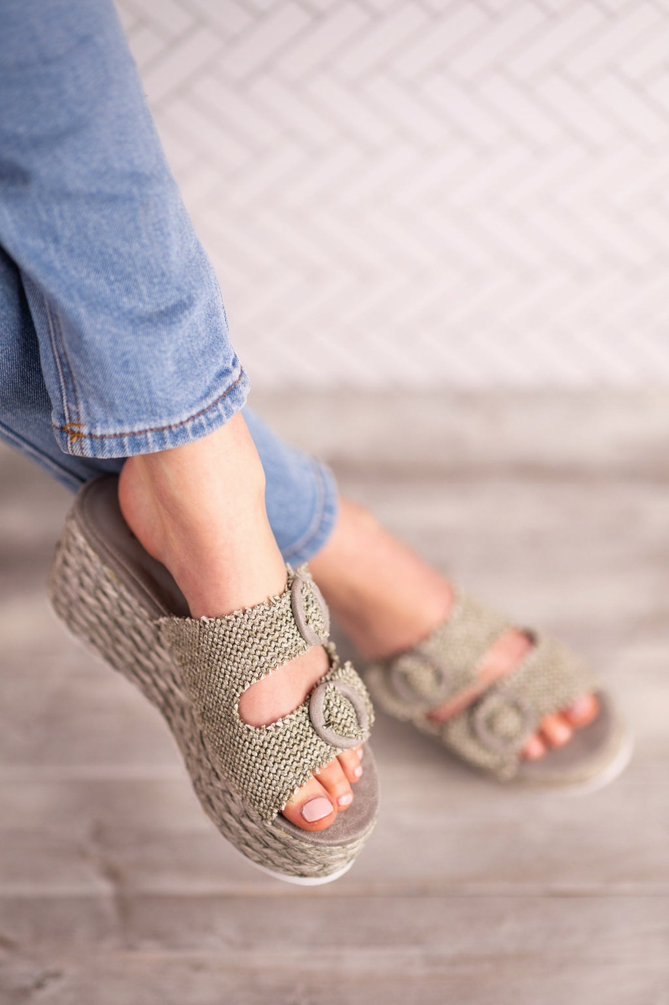 Eriwen Buckle Wedge in Teal - Southern Divas Boutique