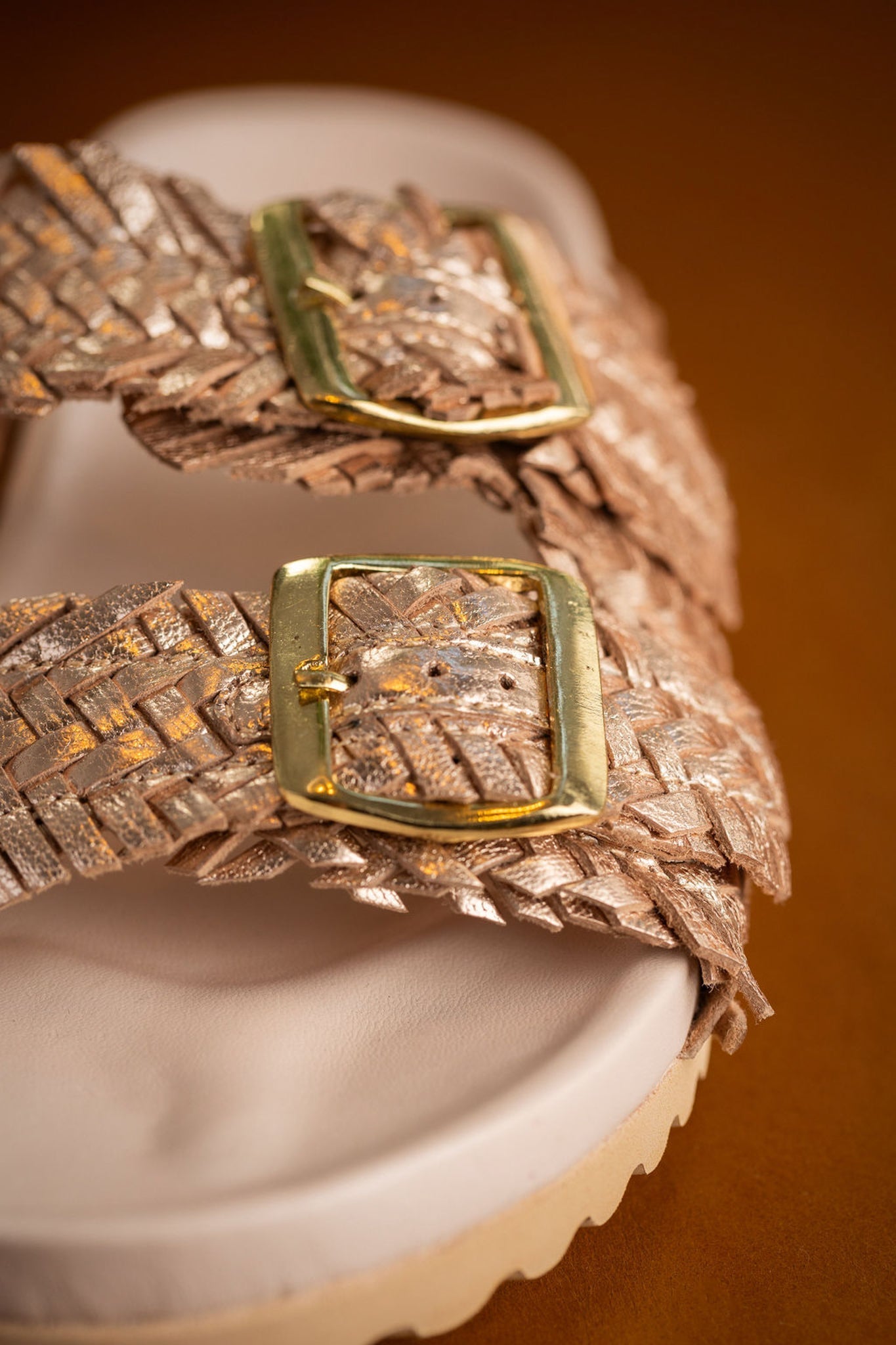 Intertwine Dual Woven Strap Slide in Champagne - Southern Divas Boutique