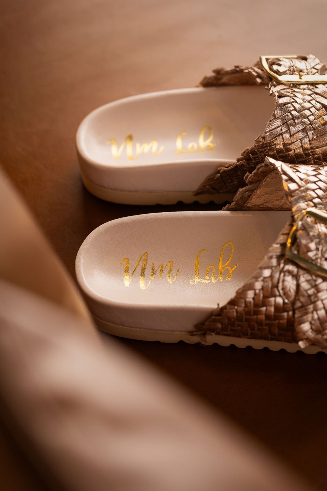 Intertwine Dual Woven Strap Slide in Champagne - Southern Divas Boutique