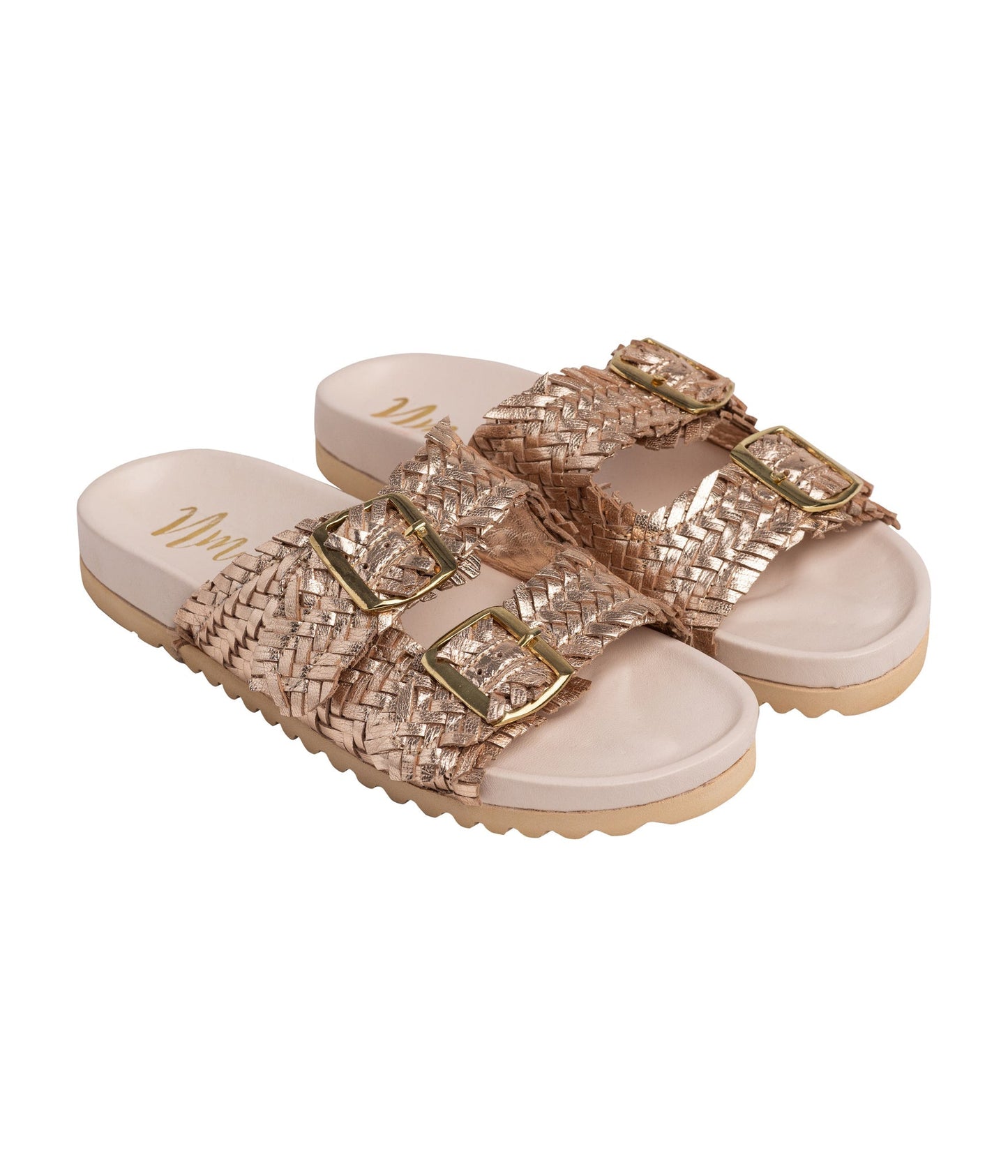 Intertwine Dual Woven Strap Slide in Champagne - Southern Divas Boutique