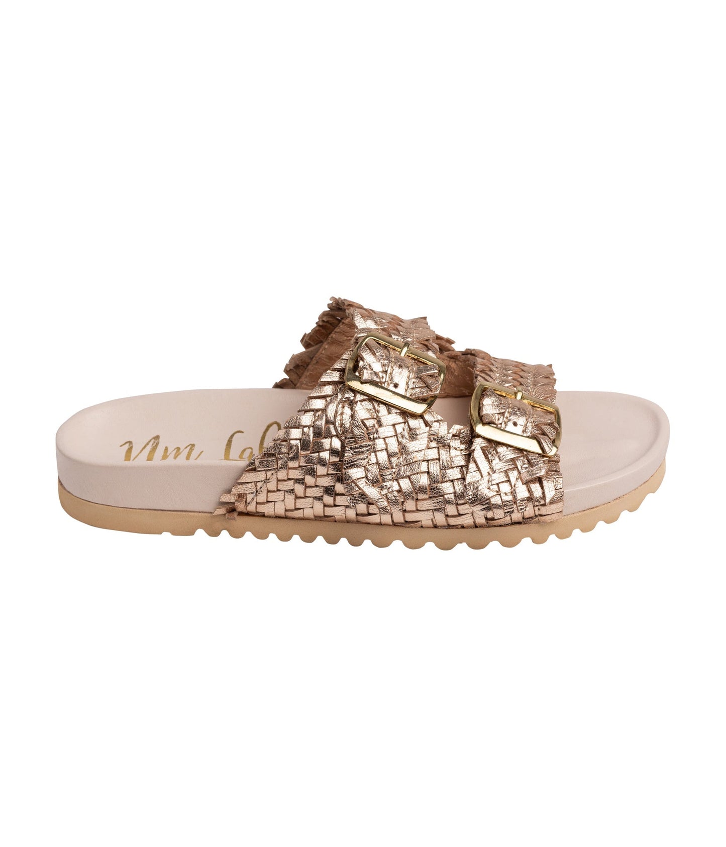 Intertwine Dual Woven Strap Slide in Champagne - Southern Divas Boutique