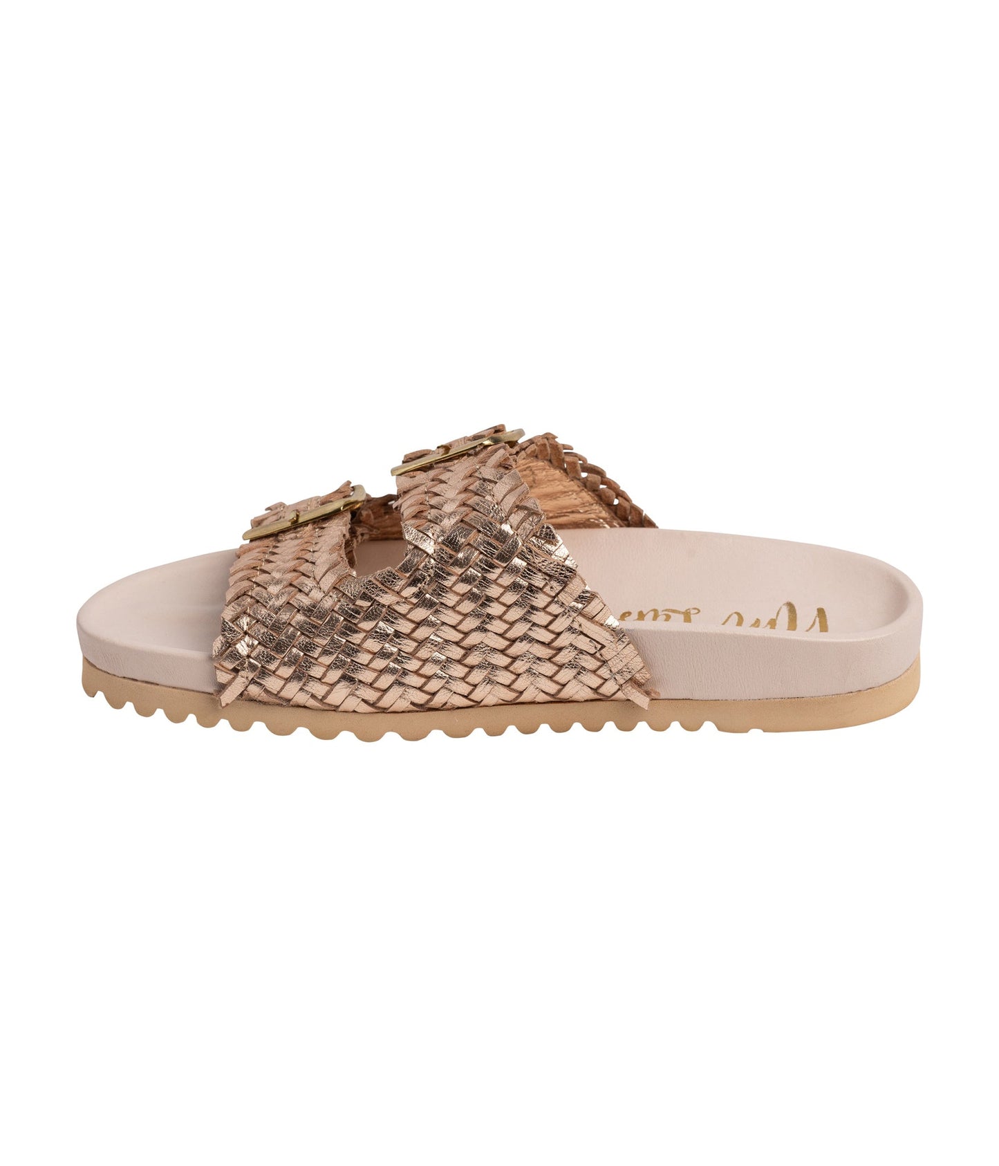 Intertwine Dual Woven Strap Slide in Champagne - Southern Divas Boutique