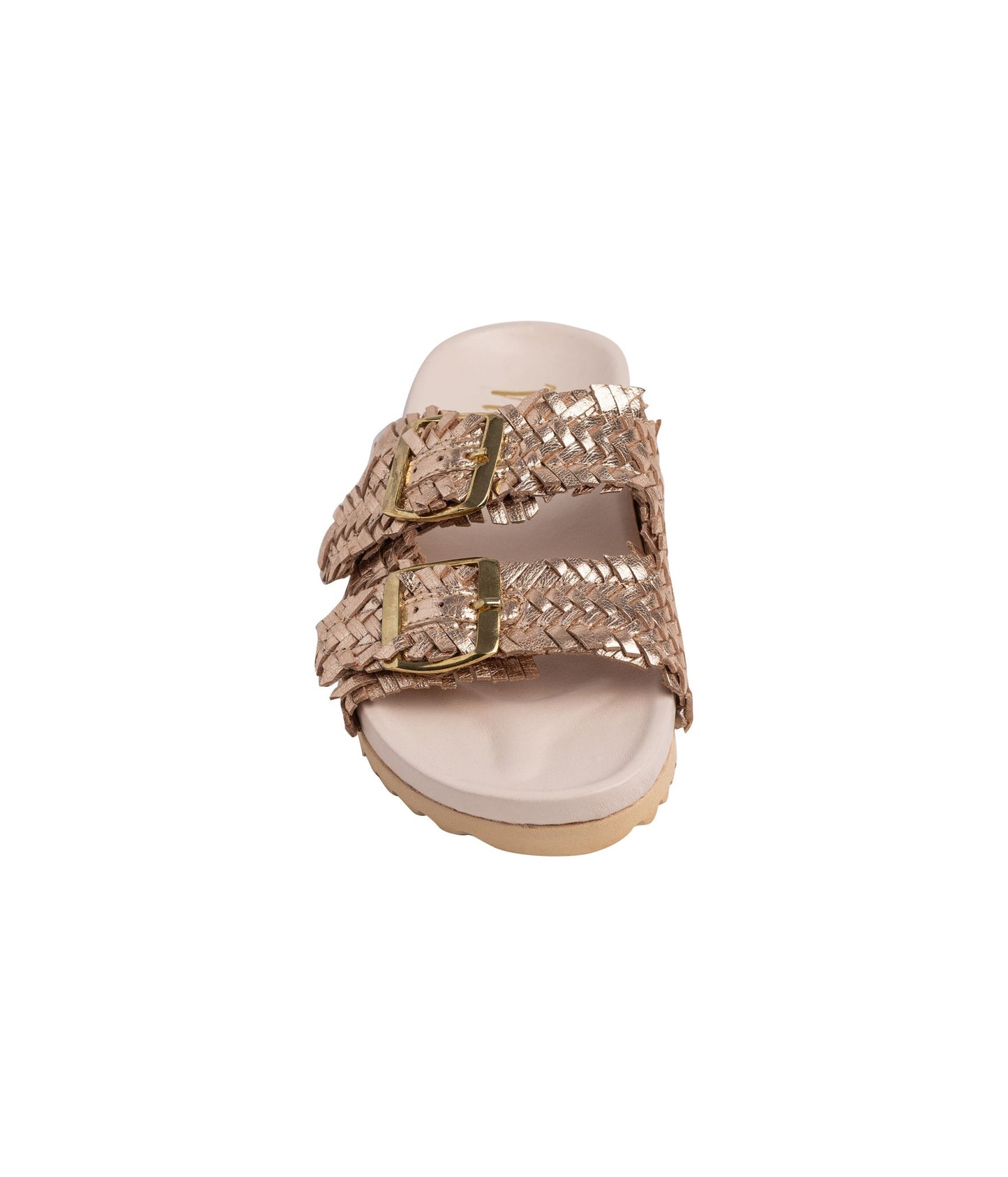 Intertwine Dual Woven Strap Slide in Champagne - Southern Divas Boutique