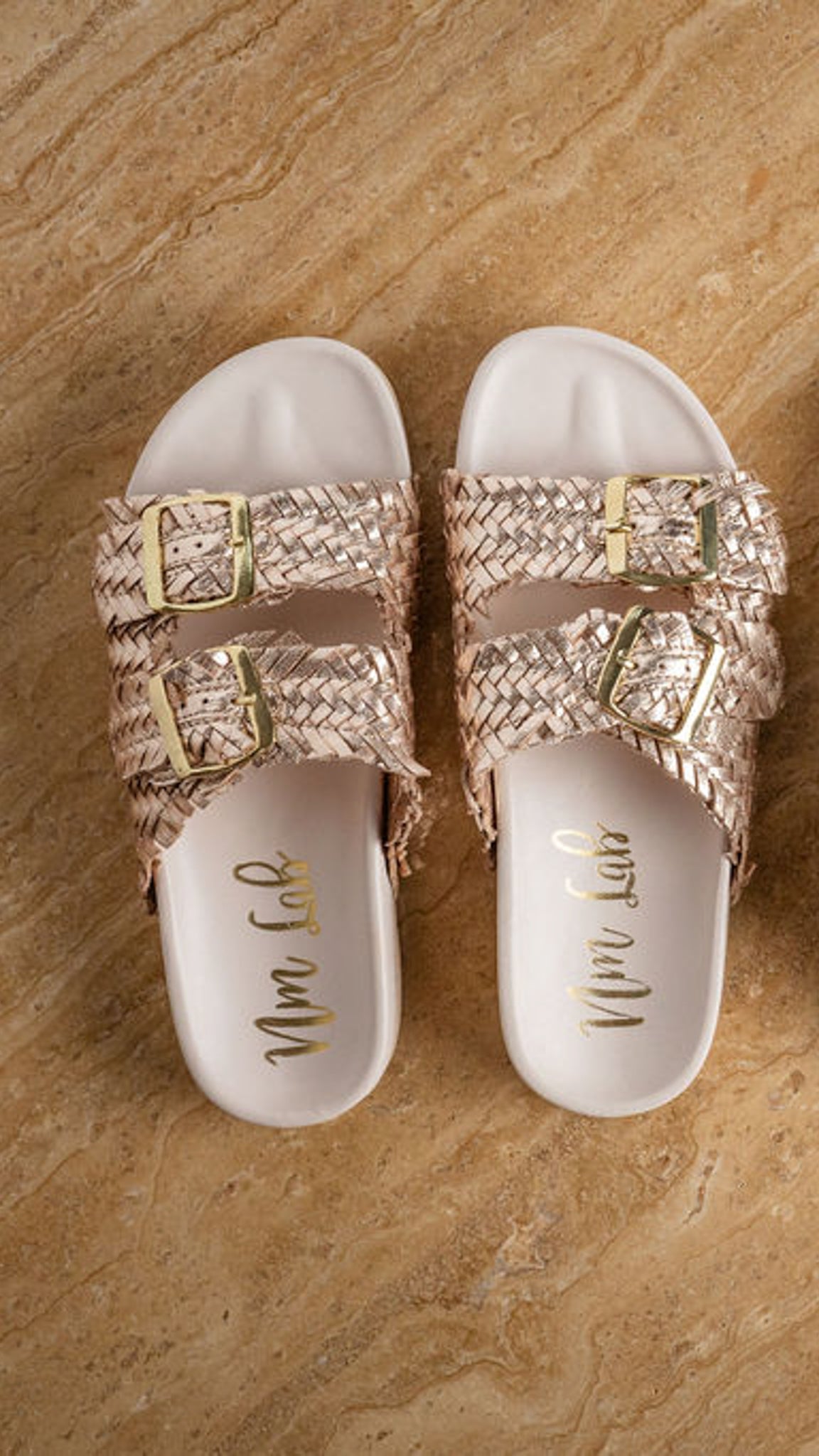 Intertwine Dual Woven Strap Slide in Champagne - Southern Divas Boutique