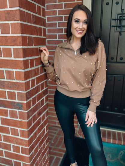 Comfy In Pearls Pullover - Southern Divas Boutique