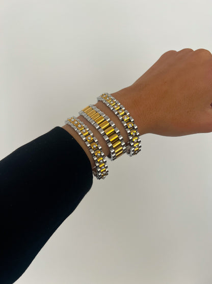 PEARL TWO TONED WATCH BAND BRACELET - Southern Divas Boutique