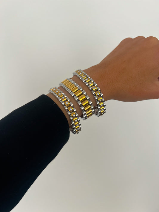 PEARL TWO TONED WATCH BAND BRACELET - Southern Divas Boutique