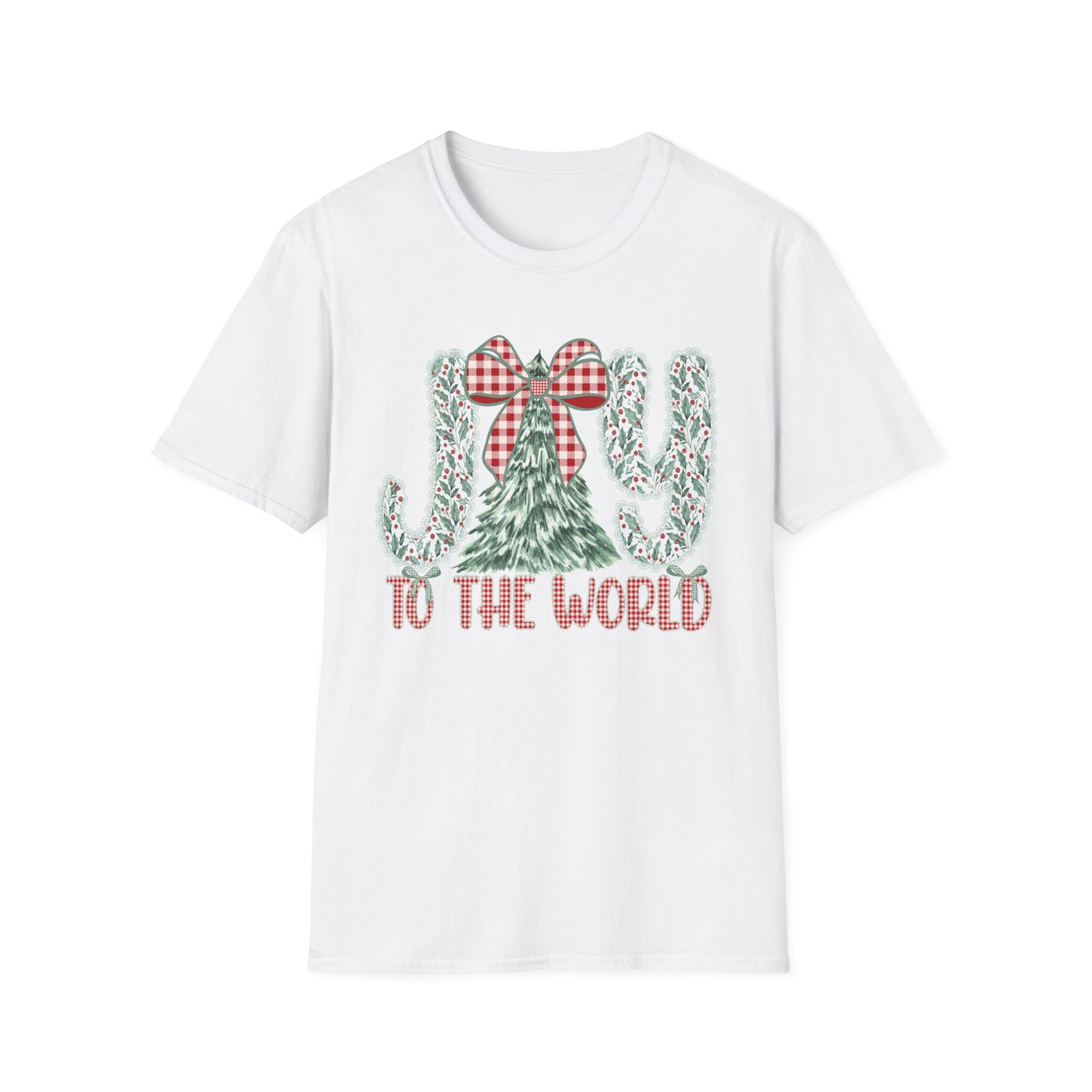 Joy to the World T-Shirt | Christmas Tree, Plaid Bow Holiday Tee