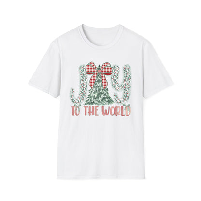 Joy to the World T-Shirt | Christmas Tree, Plaid Bow Holiday Tee