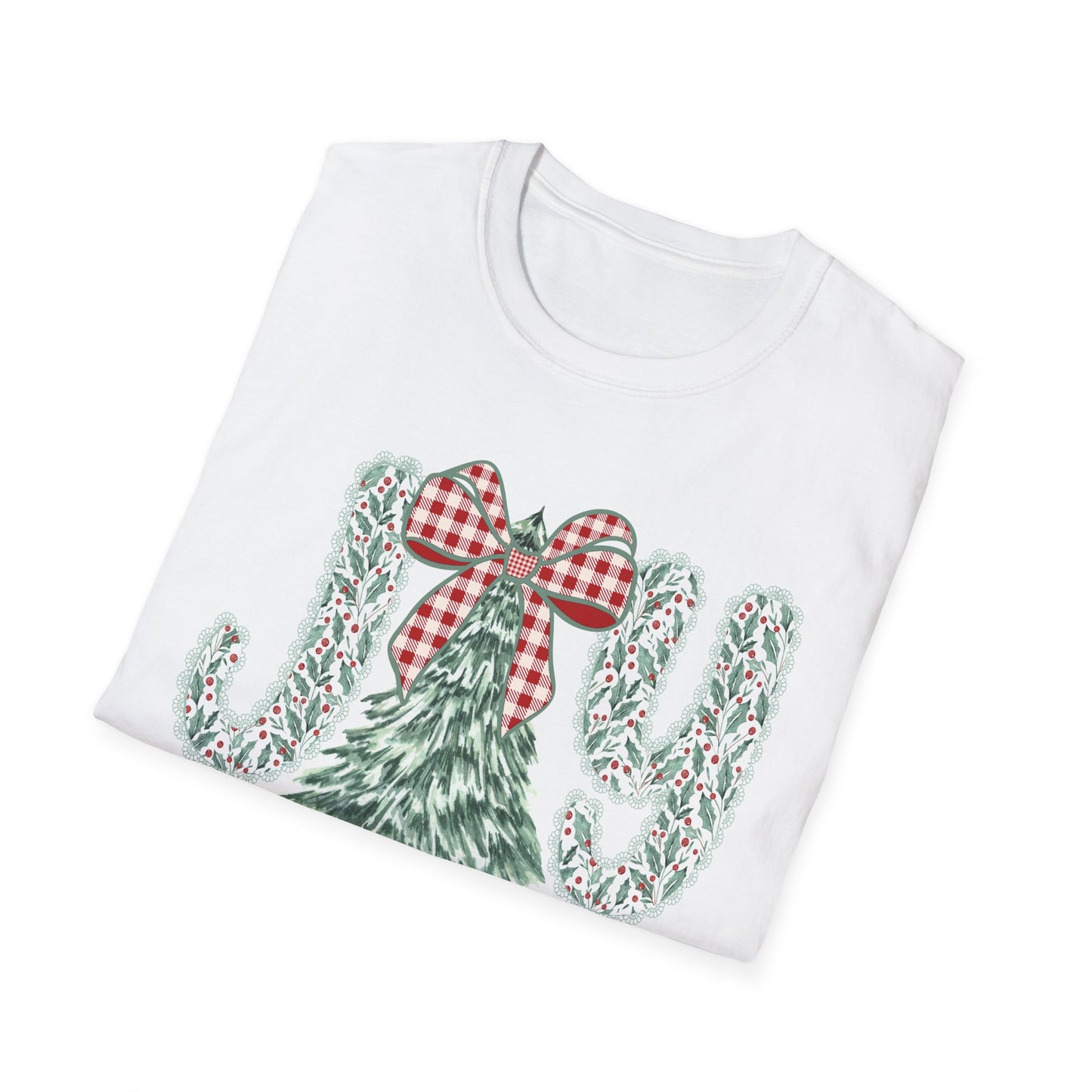Joy to the World T-Shirt | Christmas Tree, Plaid Bow Holiday Tee