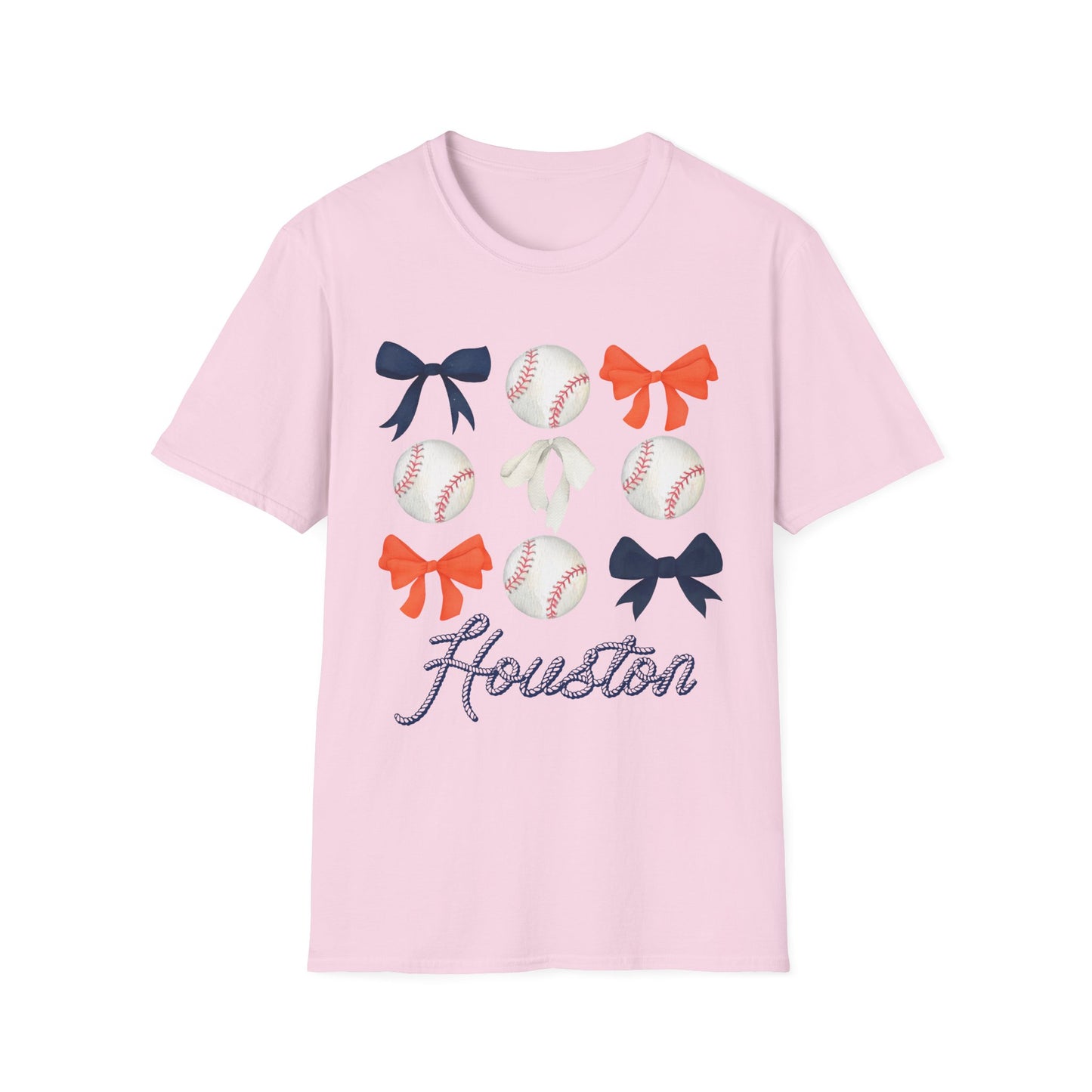 Houston Astros Coquette Bows Unisex Softstyle T-Shirt - Southern Divas Boutique