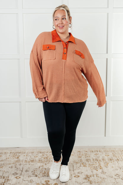 Can't Imagine Why Waffle Knit Contrast Trim Top - Southern Divas Boutique