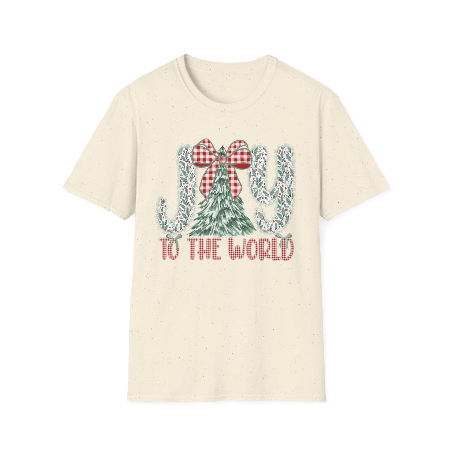 Joy to the World T-Shirt | Christmas Tree, Plaid Bow Holiday Tee