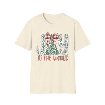 Joy to the World T-Shirt | Christmas Tree, Plaid Bow Holiday Tee