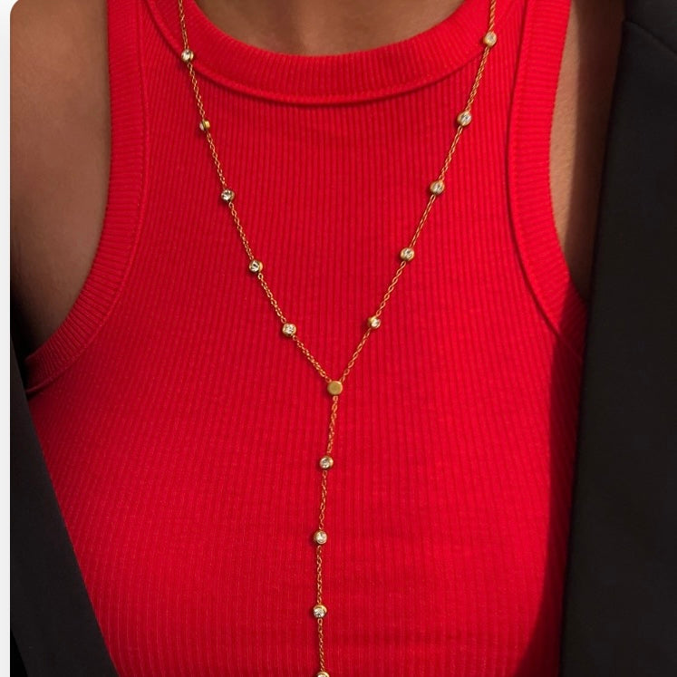 LAYERED Y DIAMOND NECKLACE - Southern Divas Boutique