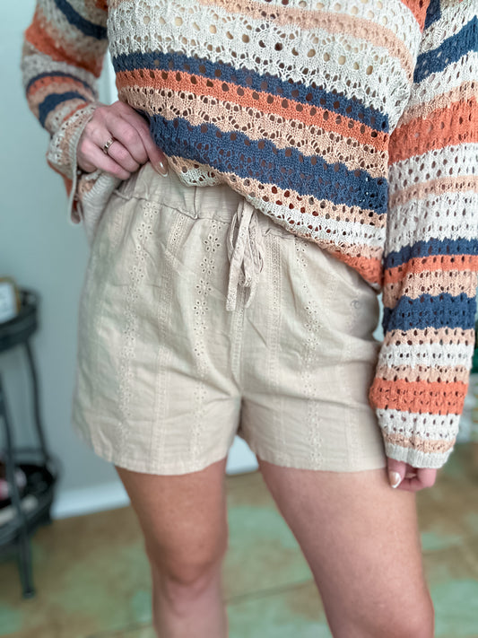 Playful Smile Eyelet Shorts - Southern Divas Boutique