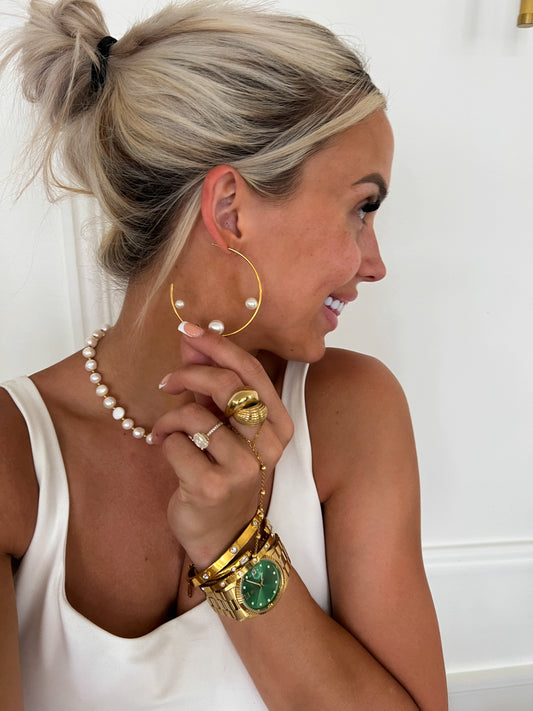 LARGE PEARL HOOPS - Southern Divas Boutique