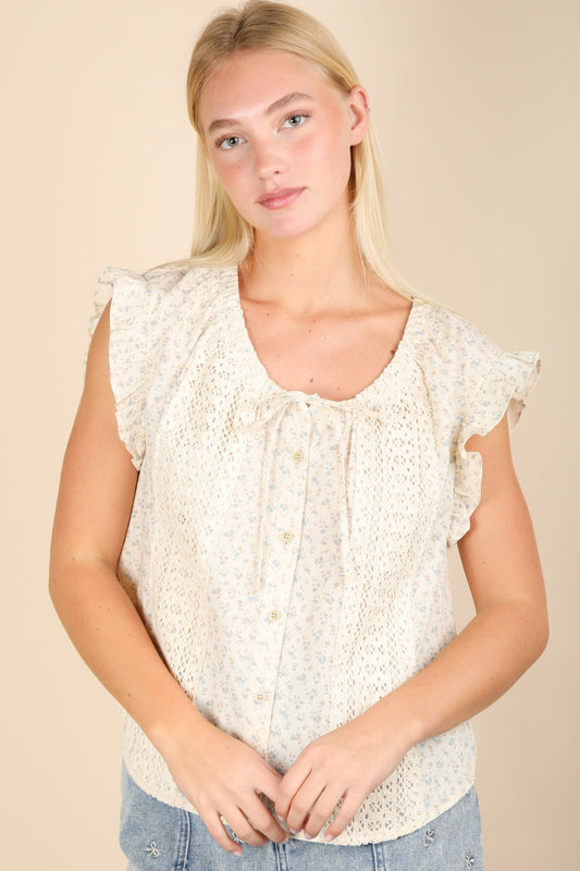Picnic Petal Lace Detail Top - Southern Divas Boutique