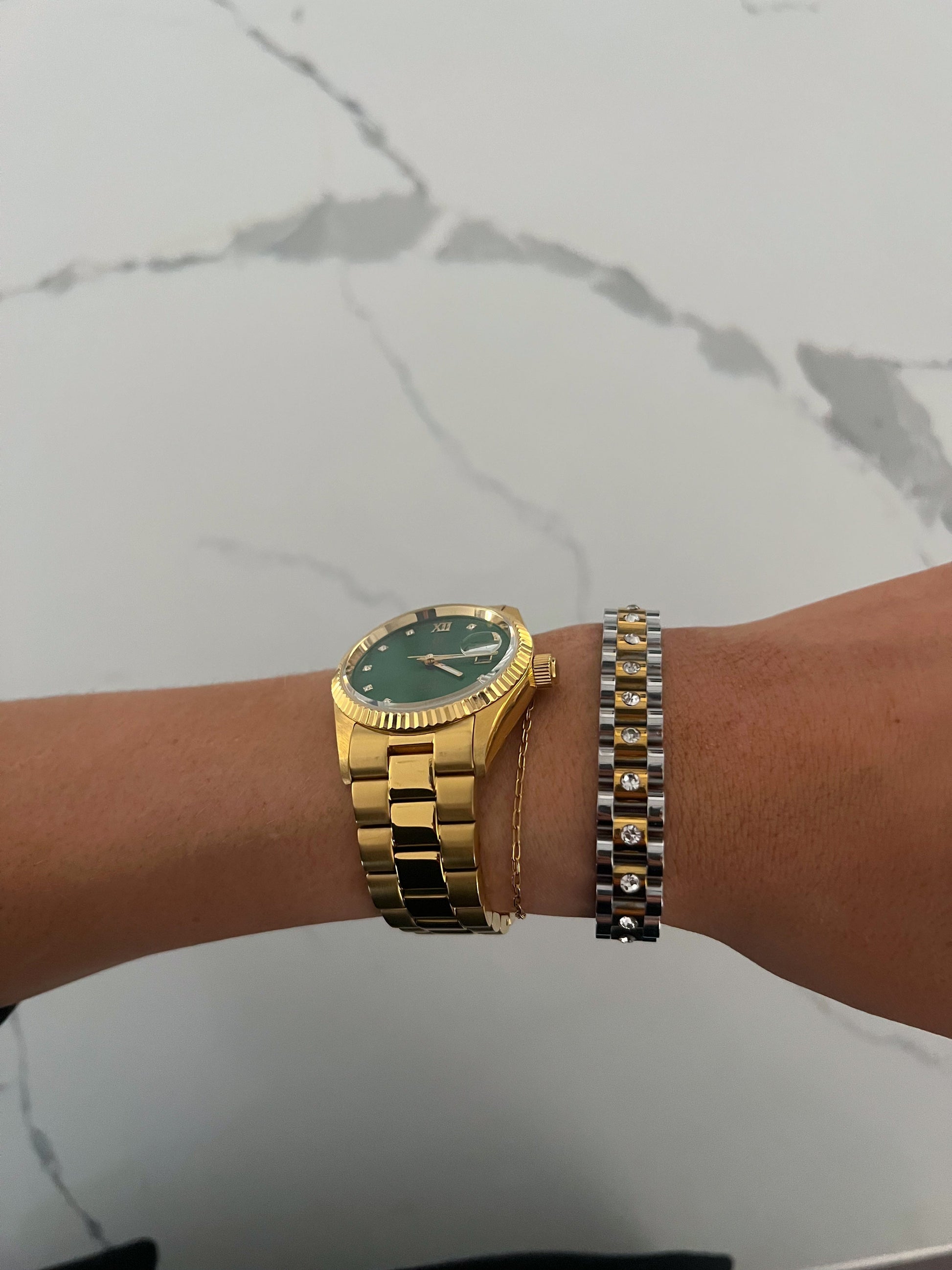 DIAMOND TWO TONED WATCH BAND BRACELET - Southern Divas Boutique