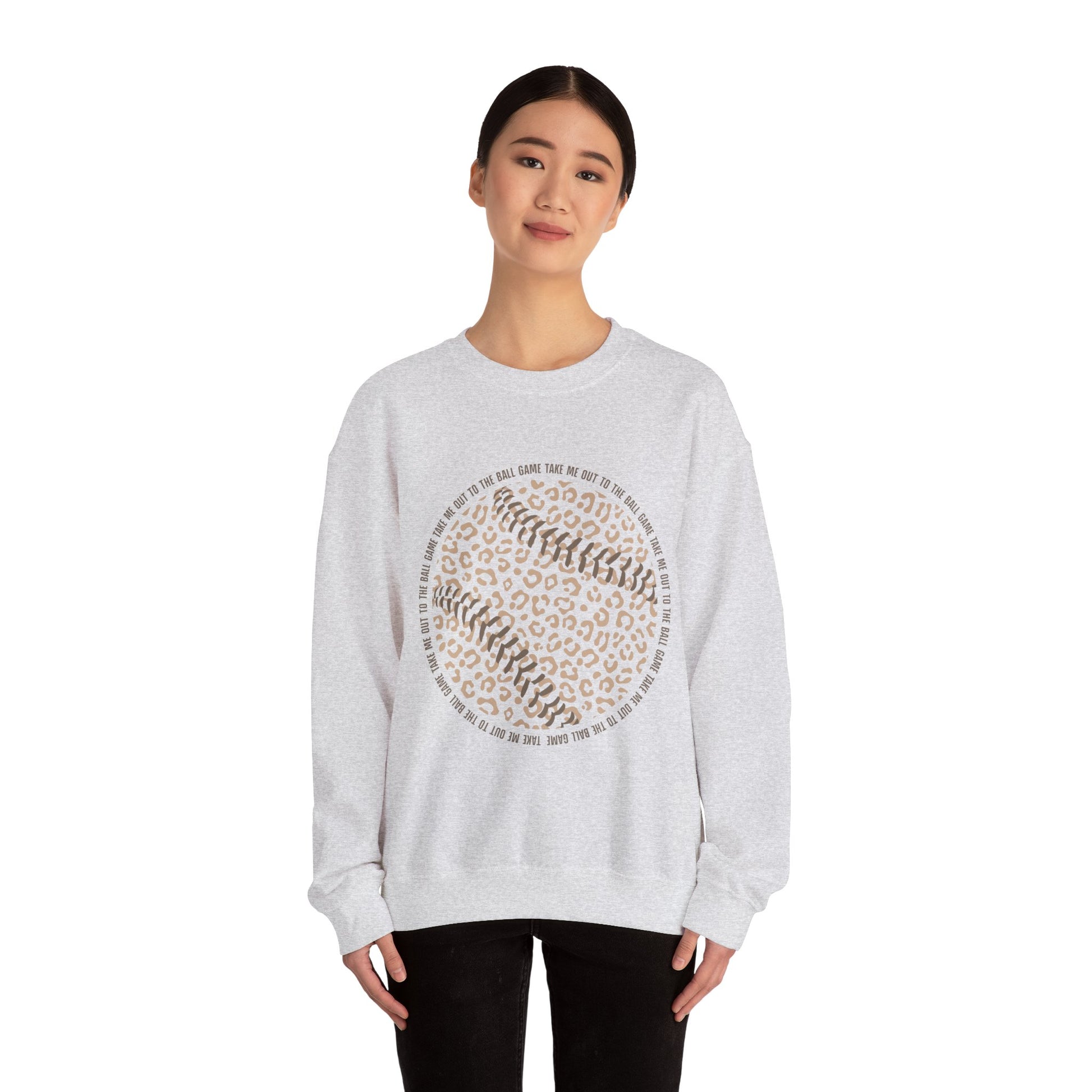 Leopard Print Baseball Sweatshirt, Cute Athletic Sweatshirt, Game Day Crewneck, Unisex Fashion Tops, Sports Gift - Southern Divas Boutique