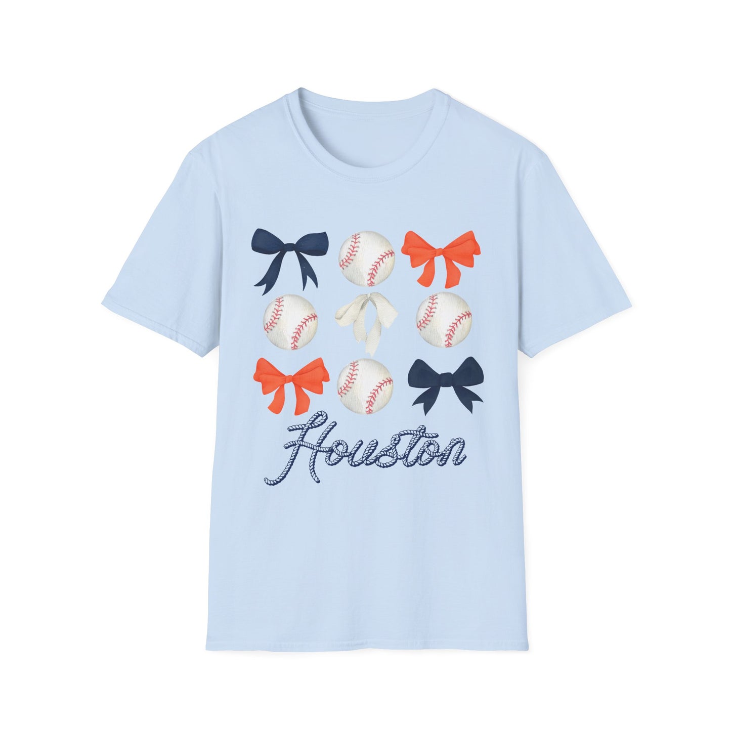 Houston Astros Coquette Bows Unisex Softstyle T-Shirt - Southern Divas Boutique