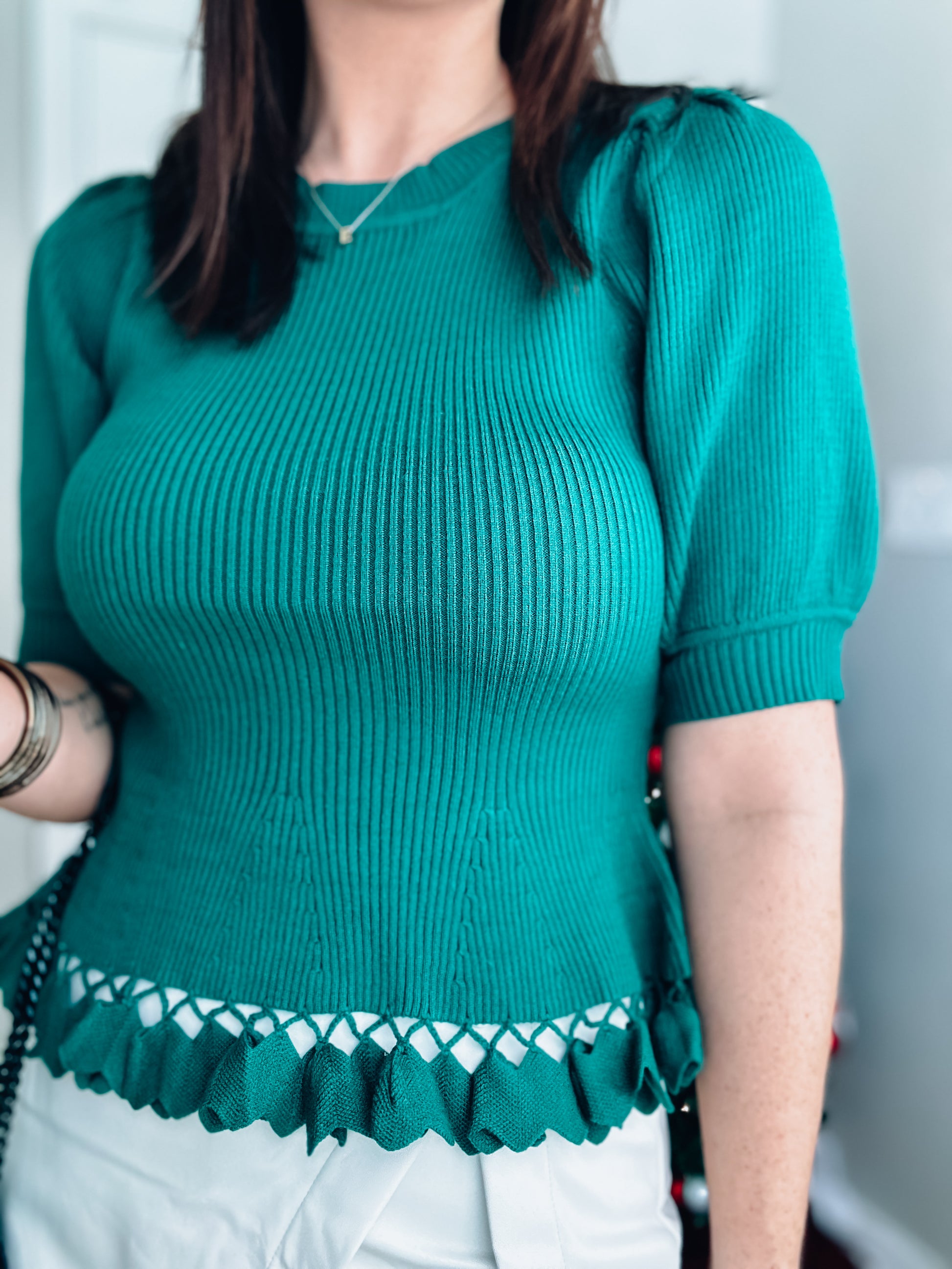 Pulling Heartstrings Sweater - Green - Southern Divas Boutique