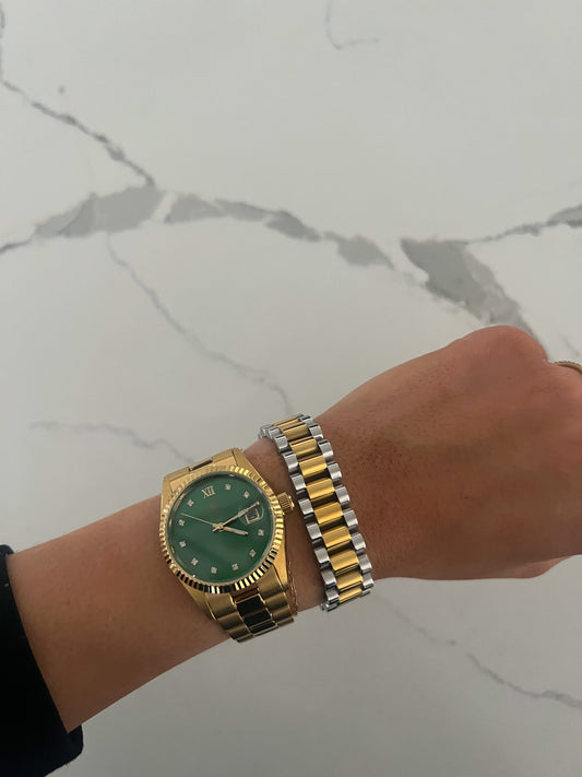 XL TWO TONED WATCH BAND BRACELET - Southern Divas Boutique
