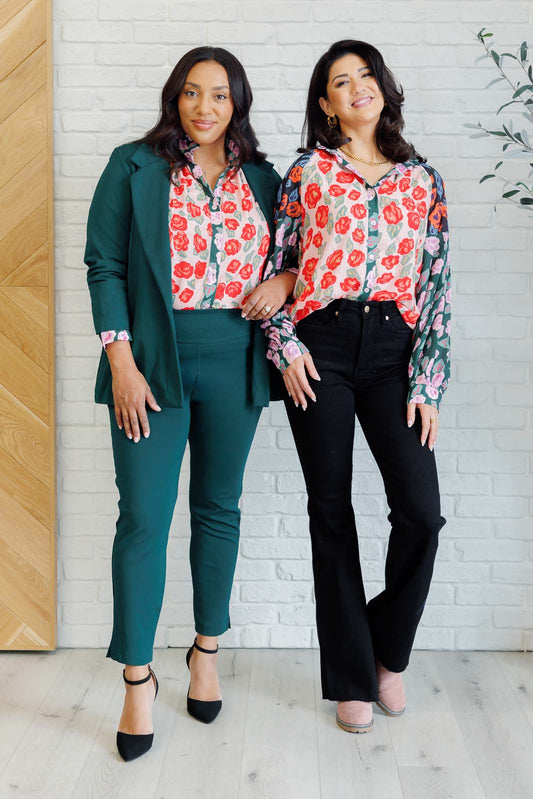 Presupposed Ideas Mixed Print Button Up Blouse - Southern Divas Boutique