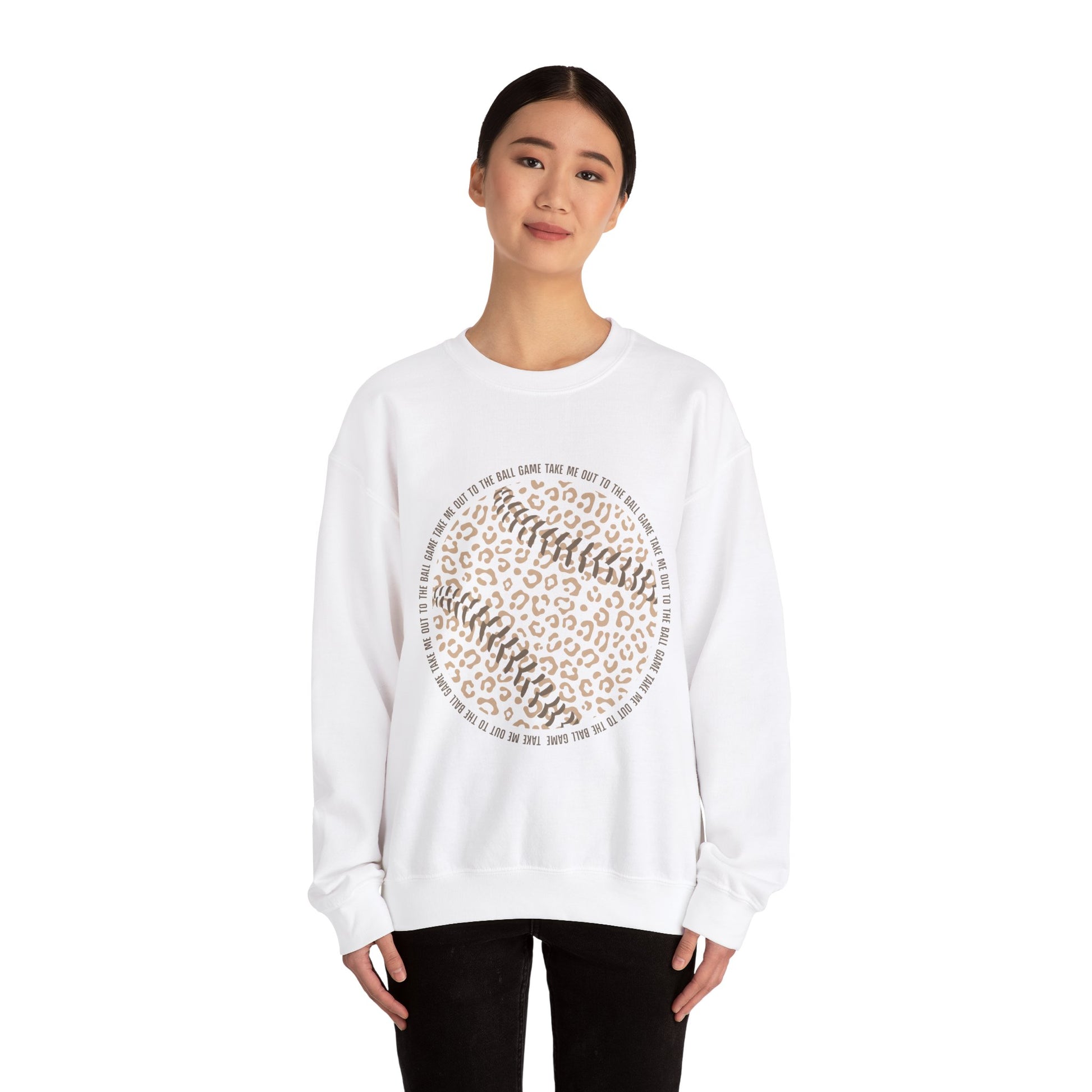 Leopard Print Baseball Sweatshirt, Cute Athletic Sweatshirt, Game Day Crewneck, Unisex Fashion Tops, Sports Gift - Southern Divas Boutique