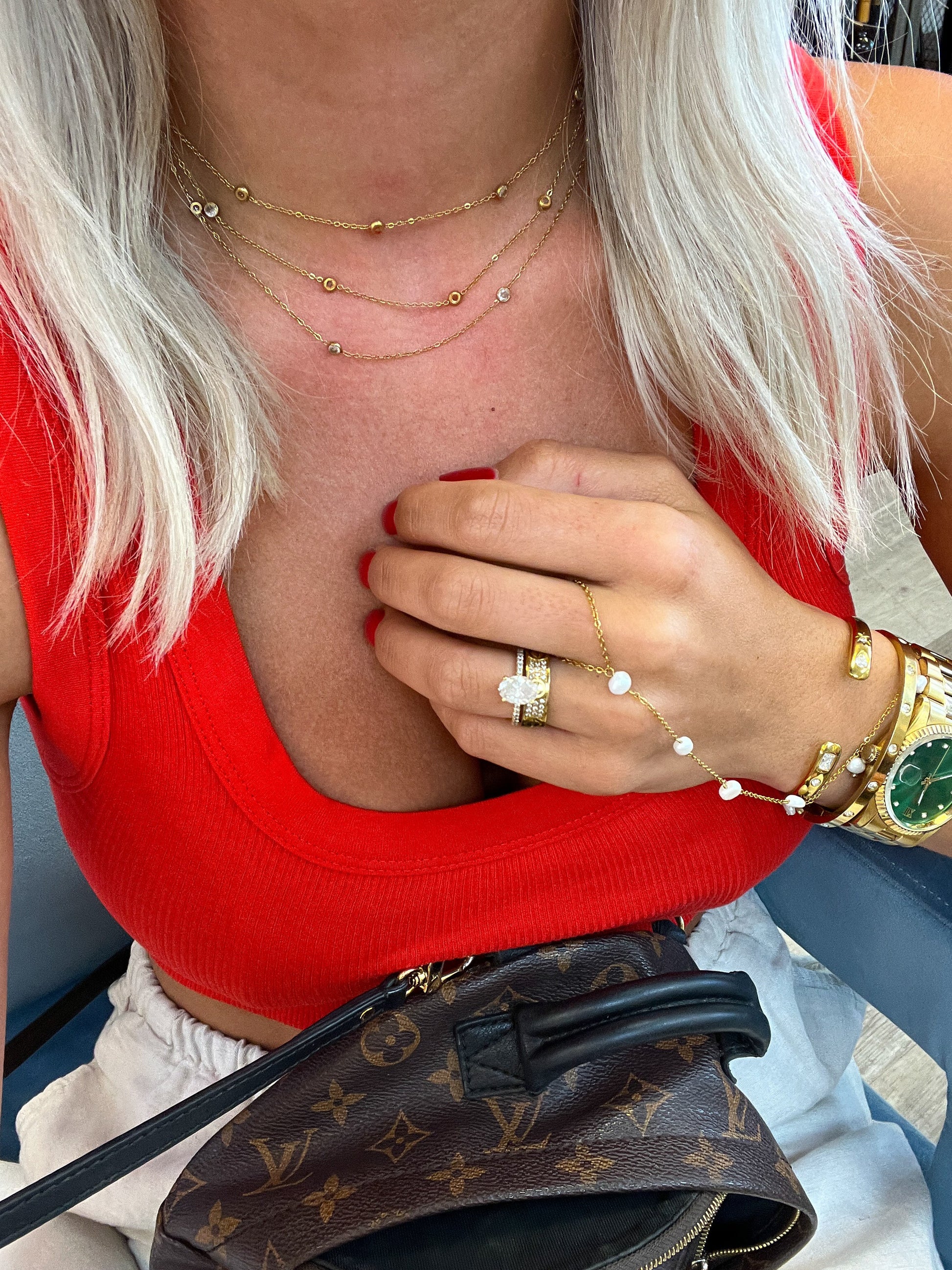 TRIPLE LAYERED DIAMOND NECKLACE - Southern Divas Boutique