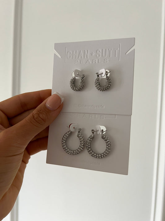 SILVER DIAMOND HOOPS - Southern Divas Boutique