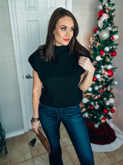 Perfect Score Sweater Top - Black - Southern Divas Boutique