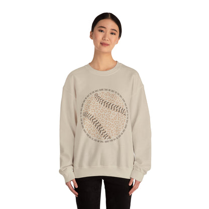Leopard Print Baseball Sweatshirt, Cute Athletic Sweatshirt, Game Day Crewneck, Unisex Fashion Tops, Sports Gift - Southern Divas Boutique