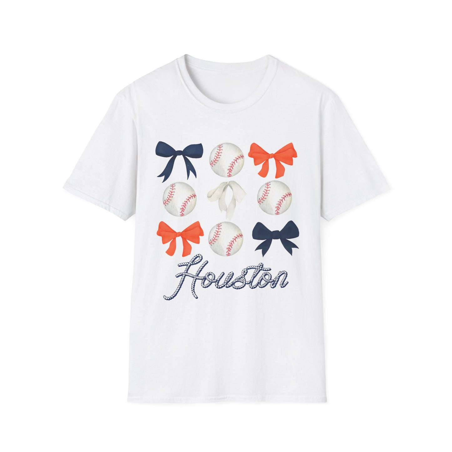 Houston Astros Coquette Bows Unisex Softstyle T-Shirt - Southern Divas Boutique