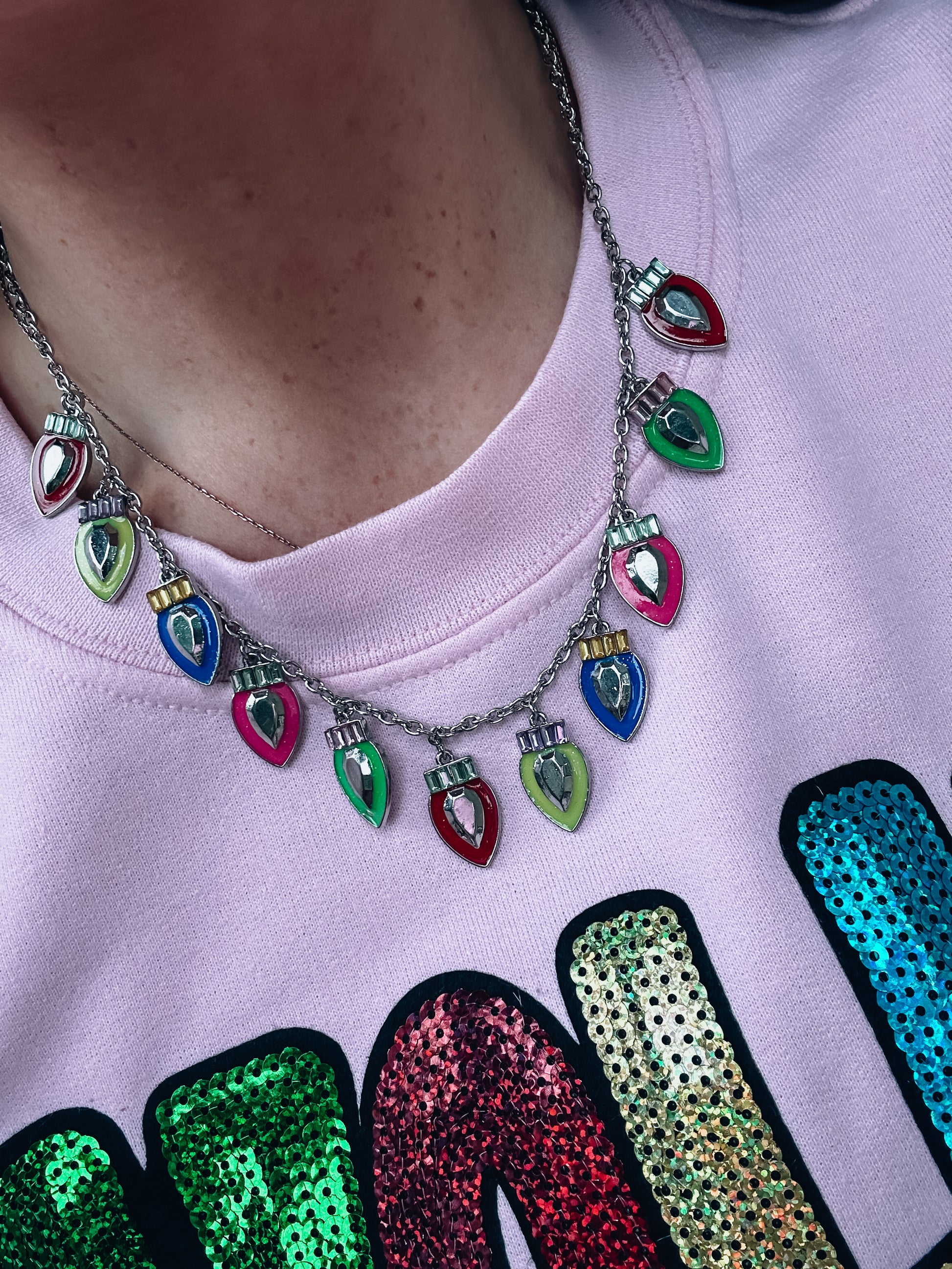 Christmas Lightbulb Charm Necklace - Southern Divas Boutique
