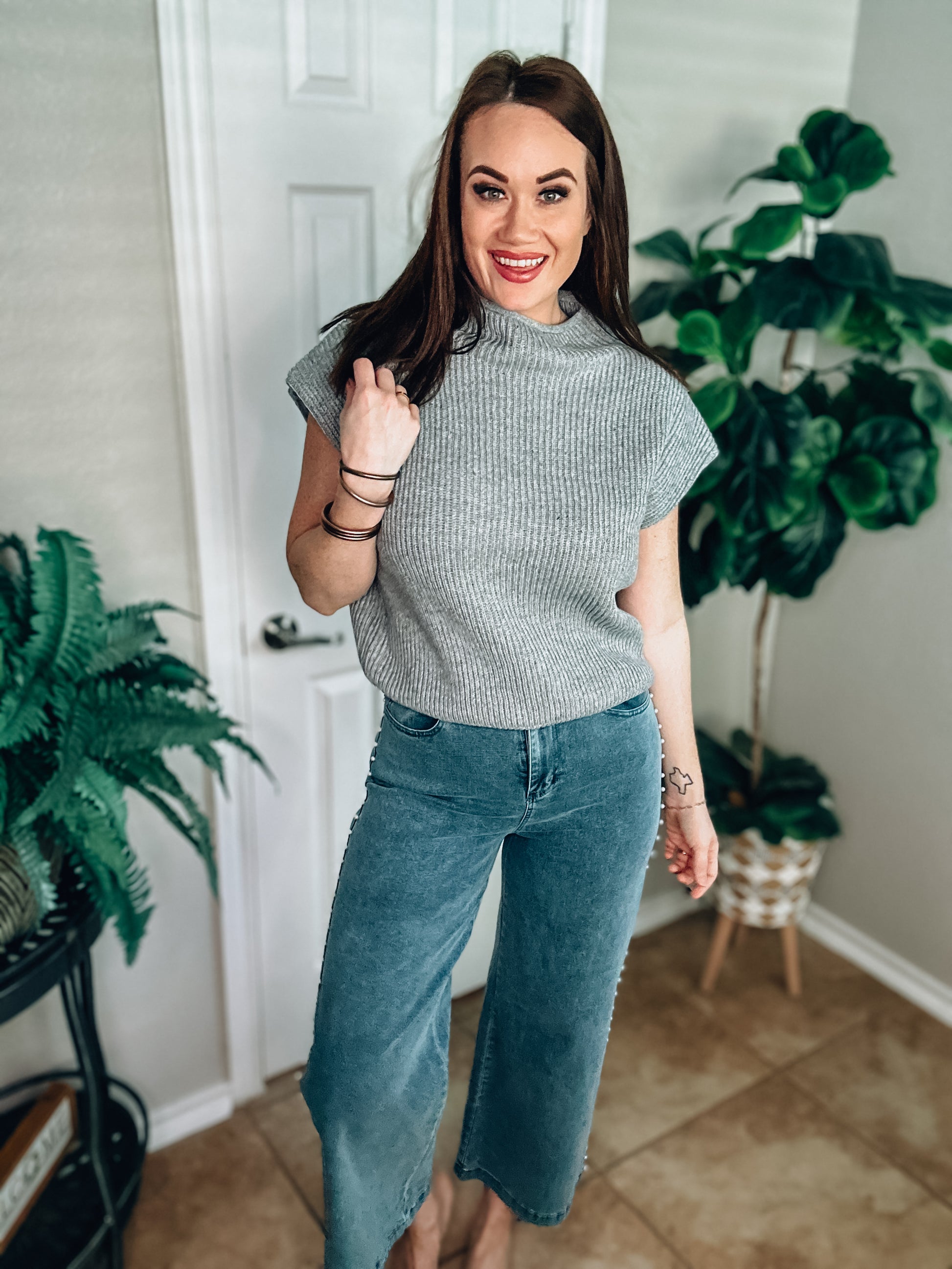 Perfect Score Sweater Top - Heather Grey - Southern Divas Boutique