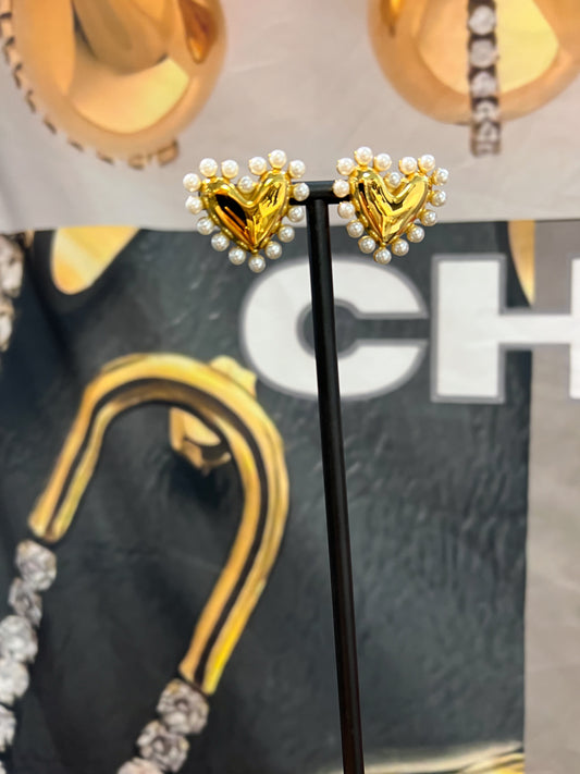 PEARL HEART EARRINGS - Southern Divas Boutique