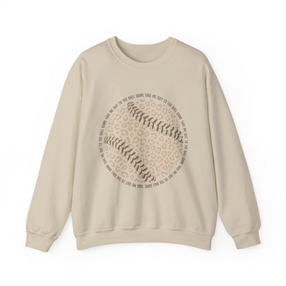 Leopard Print Baseball Sweatshirt, Cute Athletic Sweatshirt, Game Day Crewneck, Unisex Fashion Tops, Sports Gift - Southern Divas Boutique