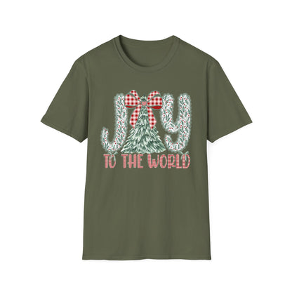 Joy to the World T-Shirt | Christmas Tree, Plaid Bow Holiday Tee