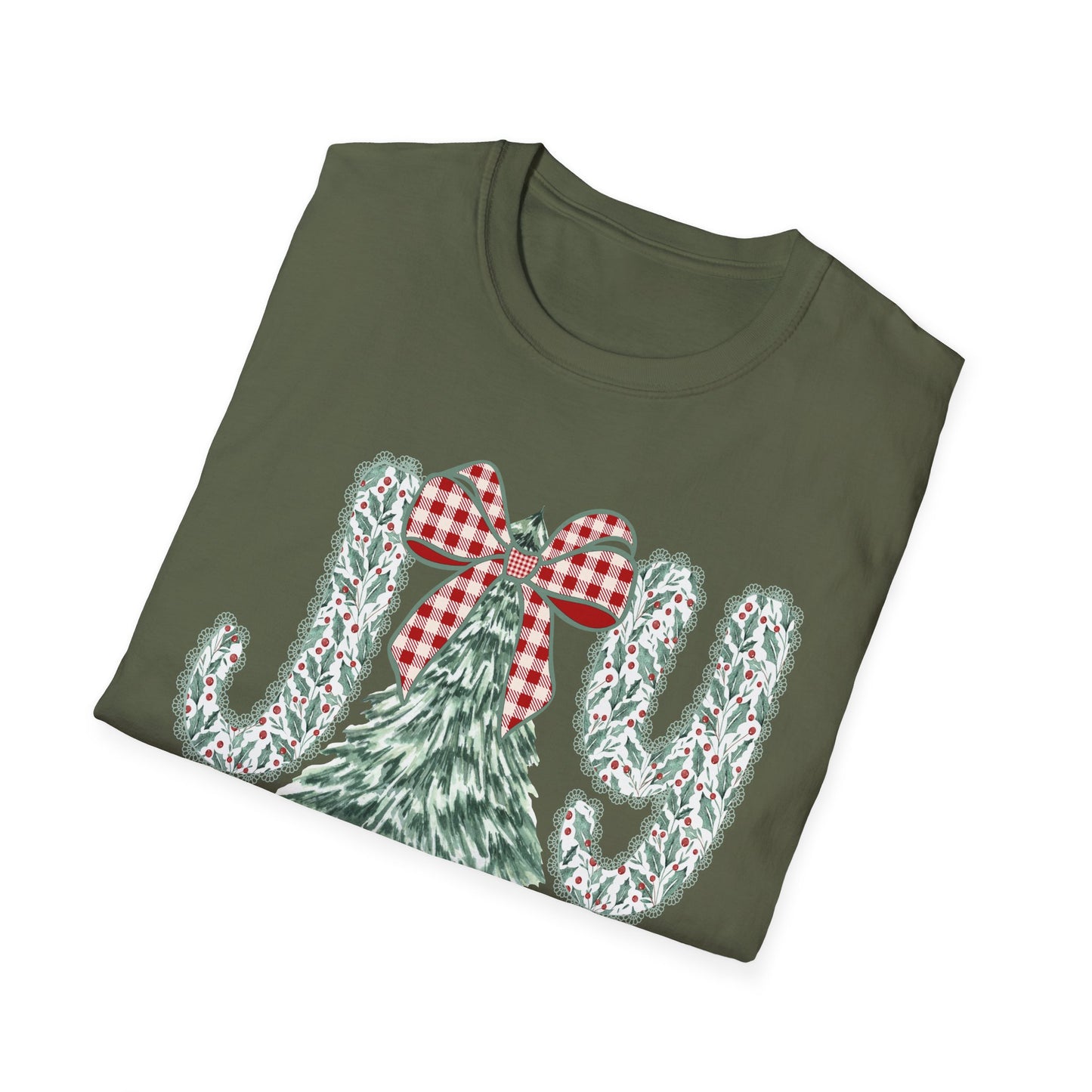 Joy to the World T-Shirt | Christmas Tree, Plaid Bow Holiday Tee