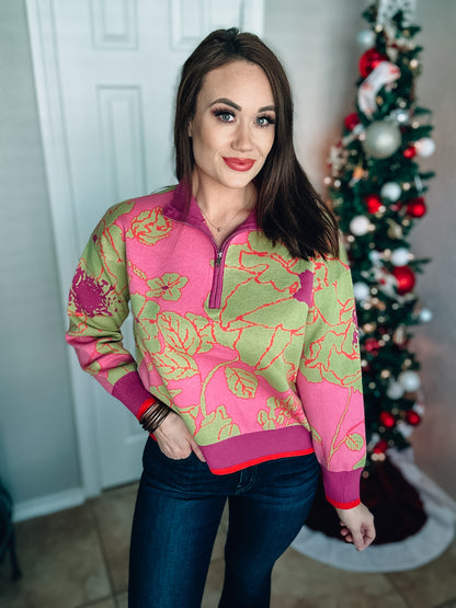 Signature Move Quarter Zip Sweater - Southern Divas Boutique