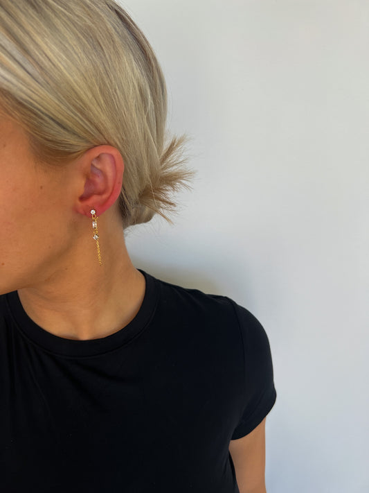 DIAMOND LOOP CHAIN EARRINGS - Southern Divas Boutique