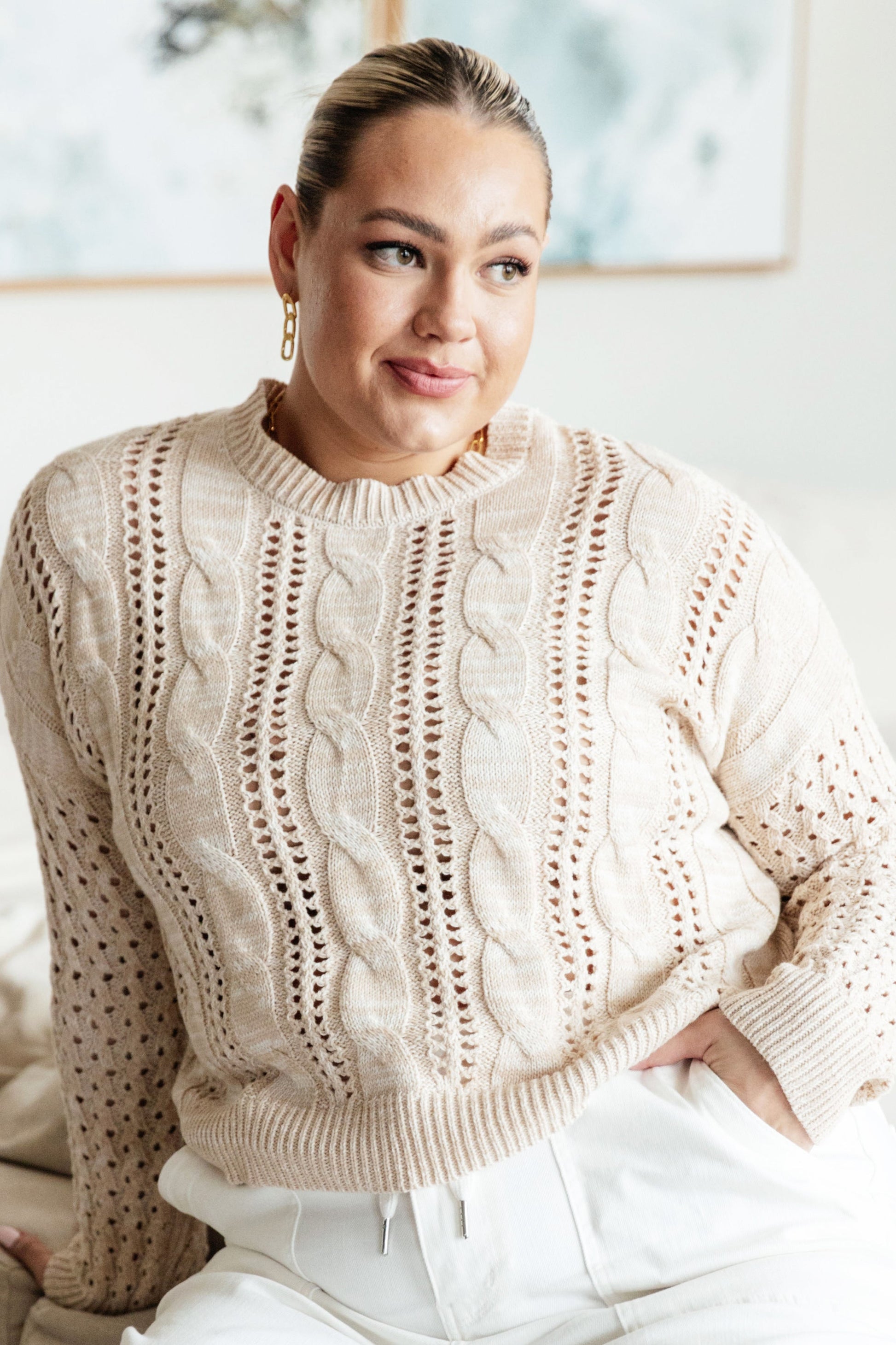 A Note of Thanks Cable Knit Sweater - Southern Divas Boutique