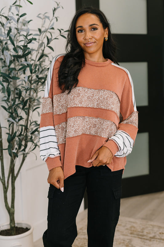 All Over the Place Color Block Relaxed Pullover - Southern Divas Boutique